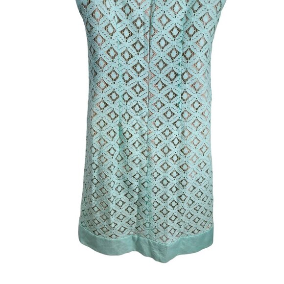 Eilza J Dress Celeste Lace Sleeveless Women's Size 2 Mint Green Linen Blend Shif - Picture 7 of 11